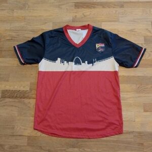 St Louis Cardinals Soccer Jersey Mens XL Blue Red Short Sleeve MLB Baseball